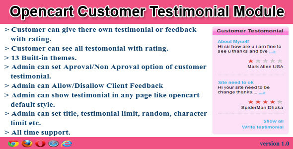 58 Opencart Customer Testimonial Module