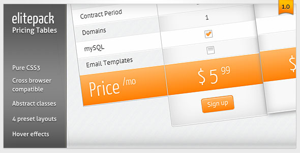 61 Elitepack Classic Css3 Pricing Tables And Boxes