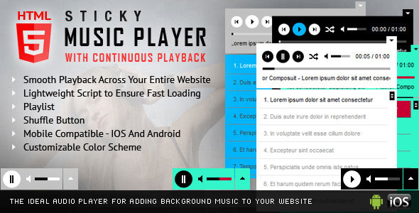 485 Sticky Html5 Music Player With Continuous Playback