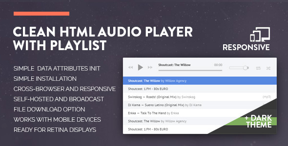 575 Clean Html Audio Player With Playlist